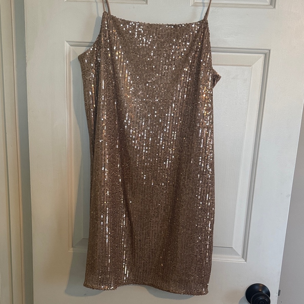 Banana Republic Gold Sequin Slip Dress